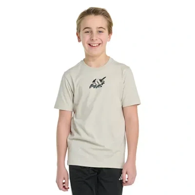 Adidas Originals Big Kid Boys Crew Neck Short Sleeve Regular Fit Graphic T-shirt In Gray