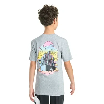 Adidas Originals Big Kid Boys Crew Neck Short Sleeve Regular Fit Graphic T-shirt In Gray