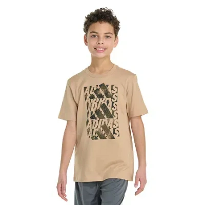 Adidas Originals Big Kid Boys Crew Neck Short Sleeve Regular Fit Graphic T-shirt In Neutral
