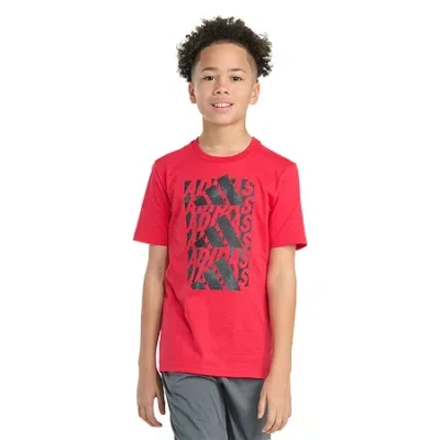 Adidas Originals Big Kid Boys Crew Neck Short Sleeve Regular Fit Graphic T-shirt In Red