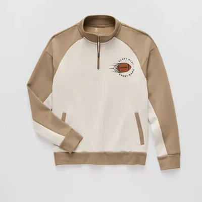 Xersion Double Knit Fleece Little & Big Kid Boys High Neck Long Sleeve Fleece Active Quarter-zip Pullover In White