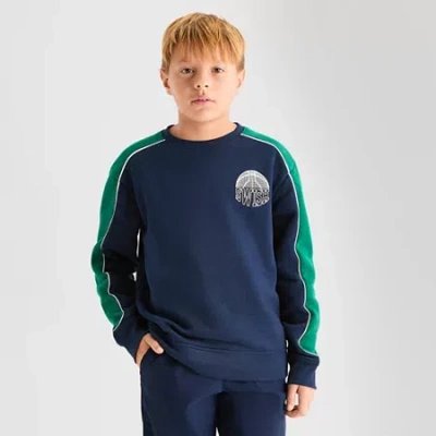 Xersion Little & Big Kid Boys Crew Neck Fleece Long Sleeve Sweatshirt In Blue