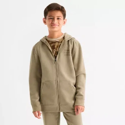 Xersion Little & Big Kid Boys Long Sleeve Fleece Zipper Active Hoodie In Brown