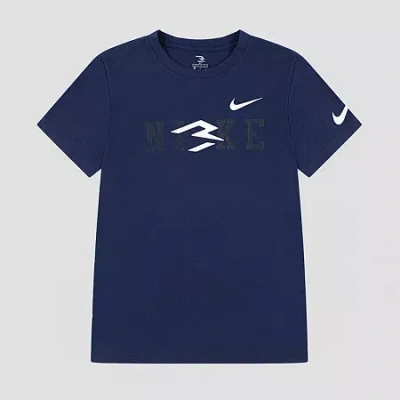 Nike 3brand By Russell Wilson Big Kid Boys Crew Neck Short Sleeve Regular Fit Graphic T-shirt In Blue