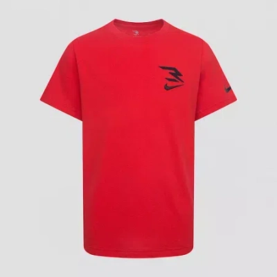 Nike 3brand By Russell Wilson Big Kid Boys Crew Neck Short Sleeve Regular Fit Graphic T-shirt In Red
