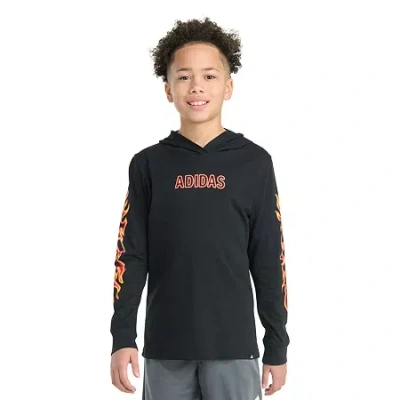Adidas Originals Big Kid Boys Hooded Long Sleeve Regular Fit Graphic T-shirt In Black