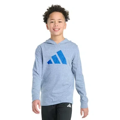 Adidas Originals Big Kid Boys Hooded Long Sleeve Regular Fit Graphic T-shirt In Blue