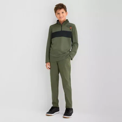 Xersion Little & Big Kid Boys Mock Neck Long Sleeve Moisture Wicking Active T-shirt In Green