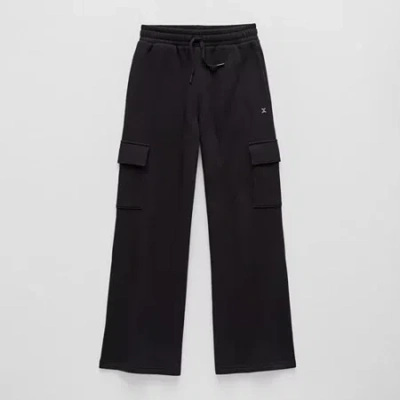 Xersion Big Kid Boys Mid Rise Straight Active Fleece Cargo Pant In Black