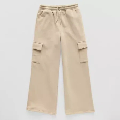 Xersion Big Kid Boys Mid Rise Straight Active Fleece Cargo Pant In Sand