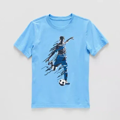 Xersion Little & Big Kid Boys Crew Neck Short Sleeve Regular Fit Graphic T-shirt In Blue