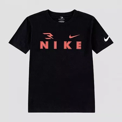 Nike 3brand By Russell Wilson Big Kid Boys Crew Neck Short Sleeve Regular Fit Graphic T-shirt In Black