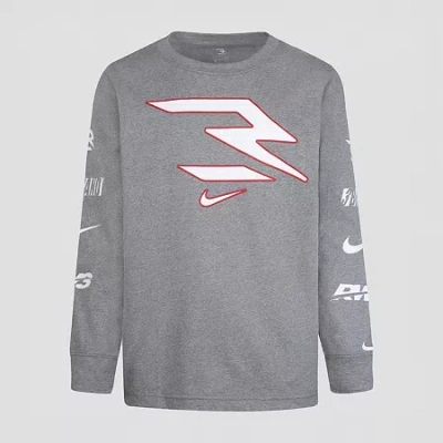 Nike 3brand By Russell Wilson Big Kid Boys Crew Neck Long Sleeve Active T-shirt In Gray