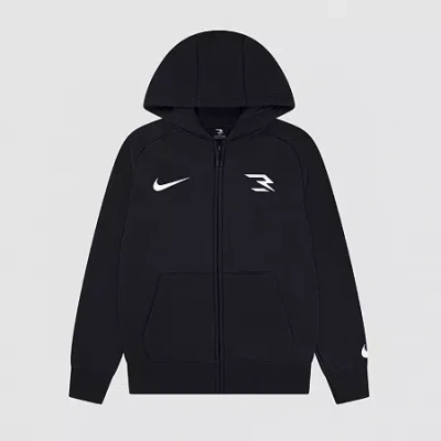 Nike 3brand By Russell Wilson Big Kid Boys Long Sleeve Fleece Zipper Active Hoodie In Black