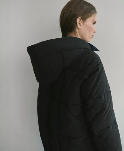 Mango Women's Hood Puffer Coat In Black