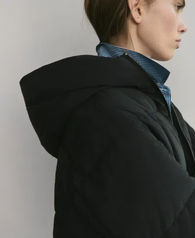 Mango Women's Hood Puffer Coat In Black