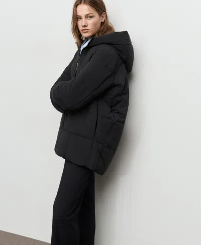 Mango Women's Hood Puffer Coat In Black