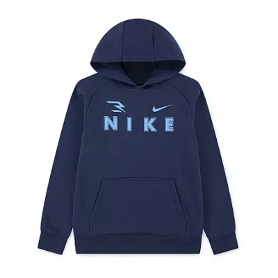Nike 3brand By Russell Wilson Boys Long Sleeve Fleece Active Hoodie In Blue