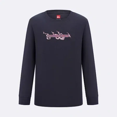 Quiksilver Big Kid Boys Crew Neck Long Sleeve Regular Fit Graphic T-shirt In Blue