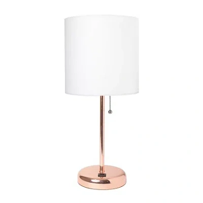 All The Rages Limelights Stick Lamp With Usb Charging Port And Fabric Shade In Brown