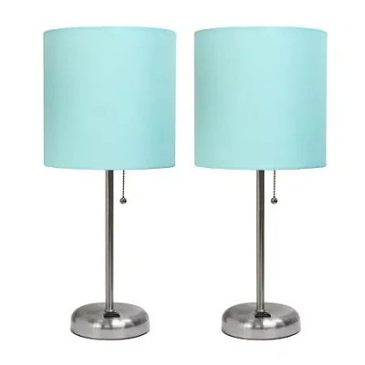 All The Rages Limelights Stick Lamp With Charging Outlet 2pc Table Lamp Set In Blue