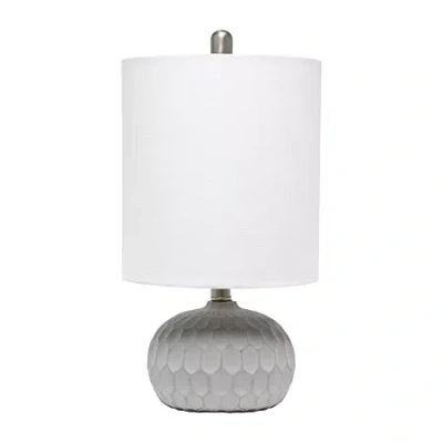 All The Rages Lalia Home Thumbprint With White Fabric Shade Concrete Table Lamp In Gray