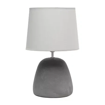 All The Rages Simple Designs Round Black Concrete Table Lamp In Gray