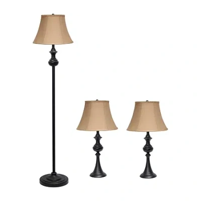 All The Rages Elegant Designs Traditionally Crafted With Shades 3-pc. Lamp Set In Black