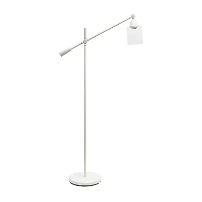 All The Rages Lalia Home Swing Arm Floor Lamp With Clear Glass Cylindrical Shade In White