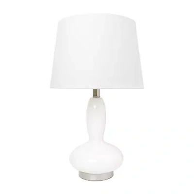 All The Rages Lalia Home Glass Dollop With White Fabric Shade Glass Table Lamp In White