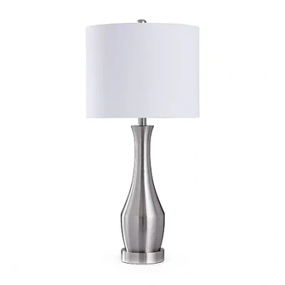 Stylecraft Brushed Steel Table Lamp In Silver