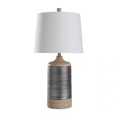 Stylecraft Haverhill 16" W Tan & Silver Table Lamp In Multi