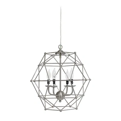 All The Rages Elegant Designs 4 Light Hexagon Industrial Rustic Brushed Nickel Pendant Light In Silver