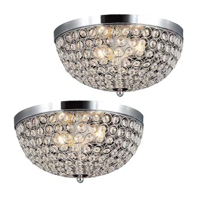 All The Rages Elegant Designs 2 Lt Elipse Crystal Flush Mount 2pk In Silver