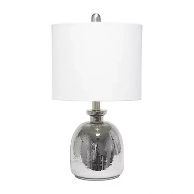 All The Rages Lalia Home Hammered Glass Jar With Linen Shade Glass Table Lamp In White