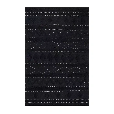 Nuloom Durden High Low Geometric Wool Woven Rug In Black