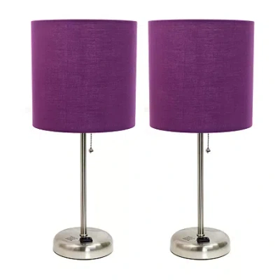 All The Rages Limelights Stick Lamp With Charging Outlet 2pc Table Lamp Set In Purple
