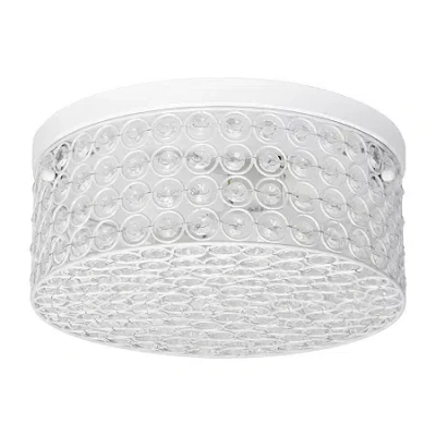 All The Rages Gold Two Light Round Flush Mount Light In White