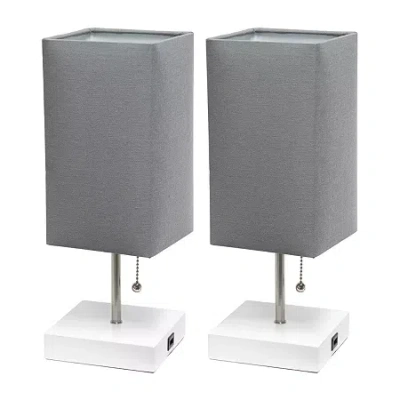 All The Rages Usb Black Petite Stick 2-pc. Lamp Set In Gray