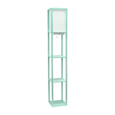 All The Rages Floor Lamp Etagere Organizer Storage Shelf With 2 Usb Charging Ports In Blue