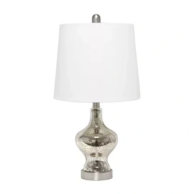 All The Rages Lalia Home Paseo With White Fabric Shade Glass Table Lamp In Silver