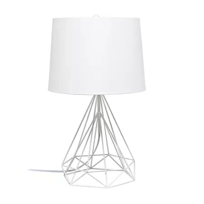 All The Rages Lalia Home Geometric Wired Table Lamp With Fabric Shade In White