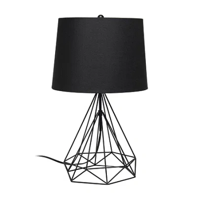 All The Rages Lalia Home Geometric Wired Table Lamp With Fabric Shade In Black