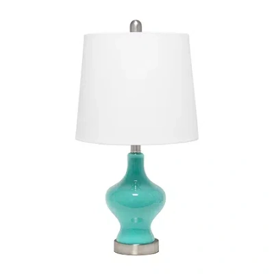 All The Rages Lalia Home Paseo With White Fabric Shade Glass Table Lamp In Blue