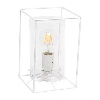 All The Rages Small Black Metal Frame With Clear Shade Glass Table Lamp In White