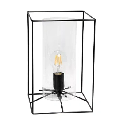All The Rages Large Black Metal Frame With Clear Shade Glass Table Lamp In Black