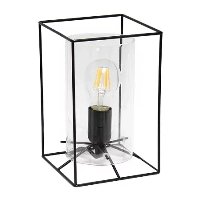 All The Rages Small Black Metal Frame With Clear Shade Glass Table Lamp In Black