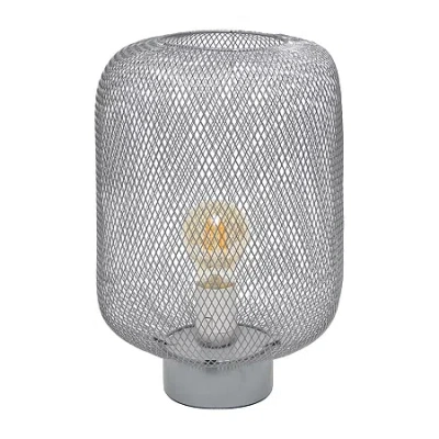 All The Rages Simple Designs Mesh Industrial Metal Table Lamp In Gray