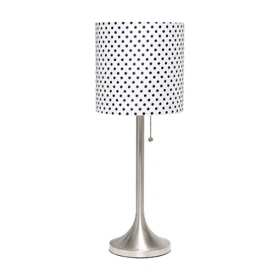 All The Rages Brushed Nickel Tapered With Black Shade Metal Table Lamp In White