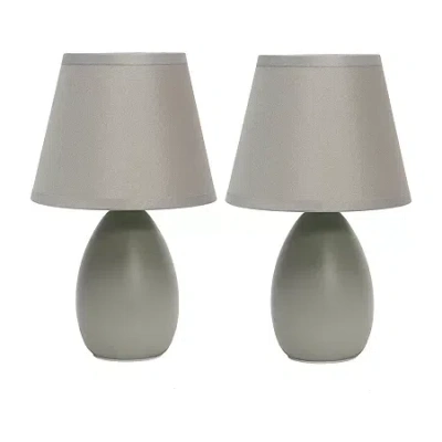 All The Rages Simple Designs Mini Egg Oval Ceramic Table Lamp 2pk Set In Gray